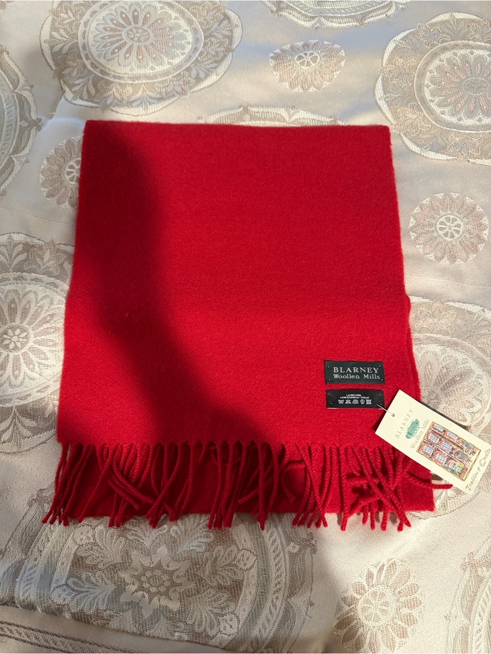 Red Wool Fringe scarf